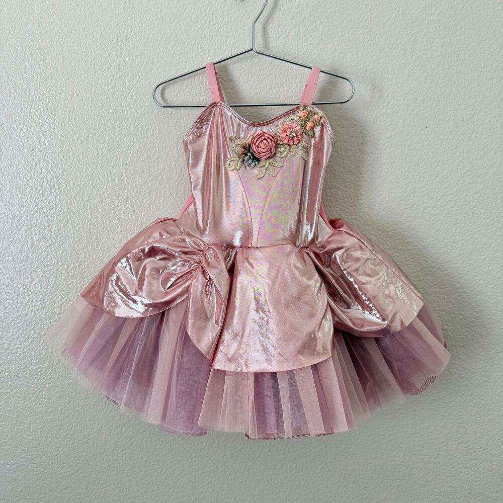 Tutu School pink metallic tulle ballet dress costume